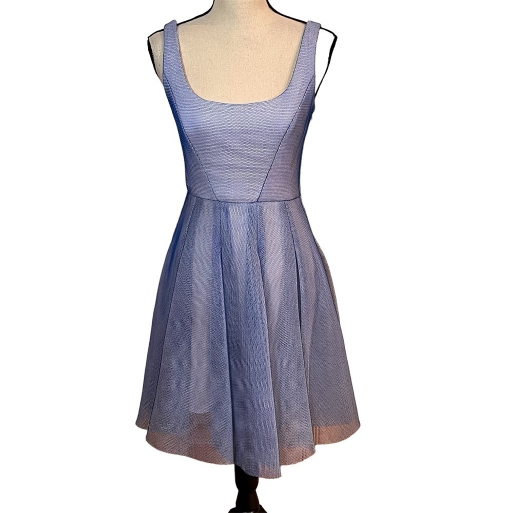 Milly Blue Bias Tucked Fit and Flare Dress Sz-2